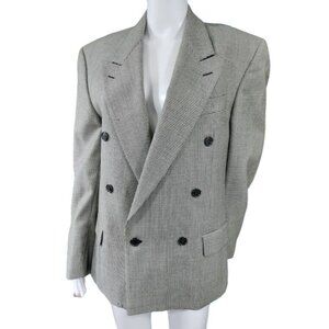 VTG Missoni Wool Long Sleeve Houndstooth Double Breasted Blazer White/Black 38